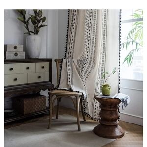 Lahome Bohemian Geometric Tassel Window Curtains - 2 Panels Semi Blackout Cotton